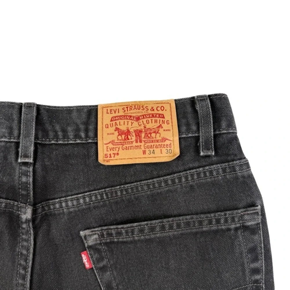 Vintage Levis Jeans Mens 32x26 Black 517 Bootcut Red Tab Denim Pants Western Y2K